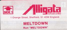 Top of cartridge artwork for Meltdown on the Amstrad CPC.